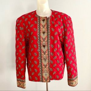 Vera Bradley red quilted jacket retired pattern vintage size Medium